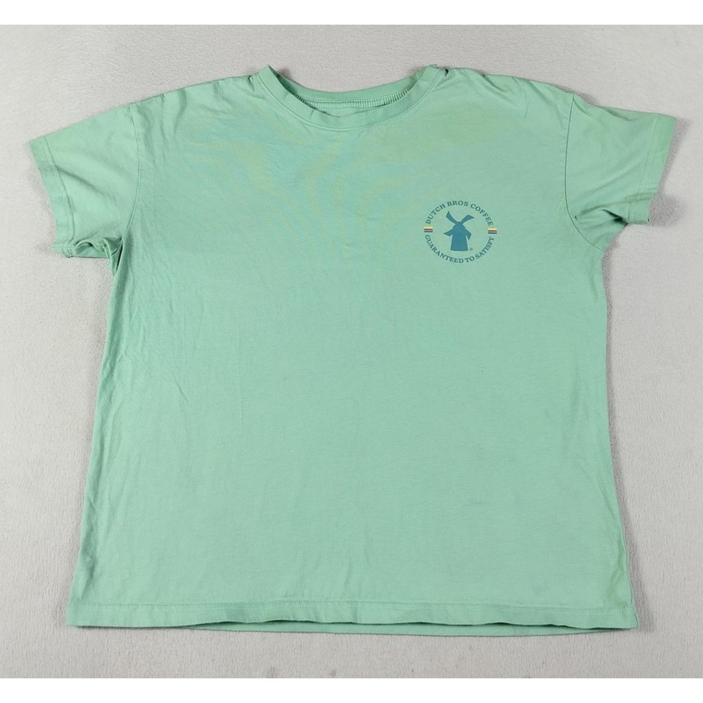 Dutch Bros Coffee Shirt Mens Large Green Guaranteed To Satisfy Graphic Tee
